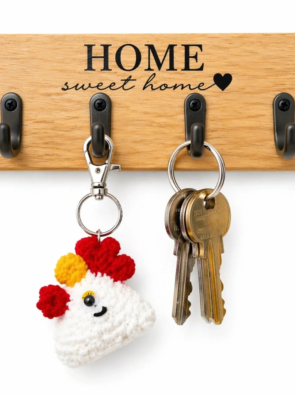 Handmade Crochet Chicken Keychain animal charm 1.5 inch for keys, bagpack purse